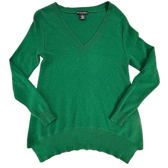 Sofia 100% Cashmere V Neck Ribbed Hem Emerald Green Pullover Sweater Women’s XS - Picture 4 of 15